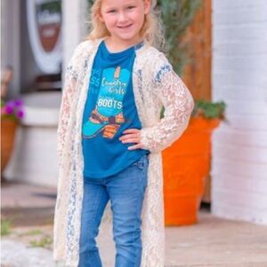 Southern Grace Girls Cream Lace Kimono